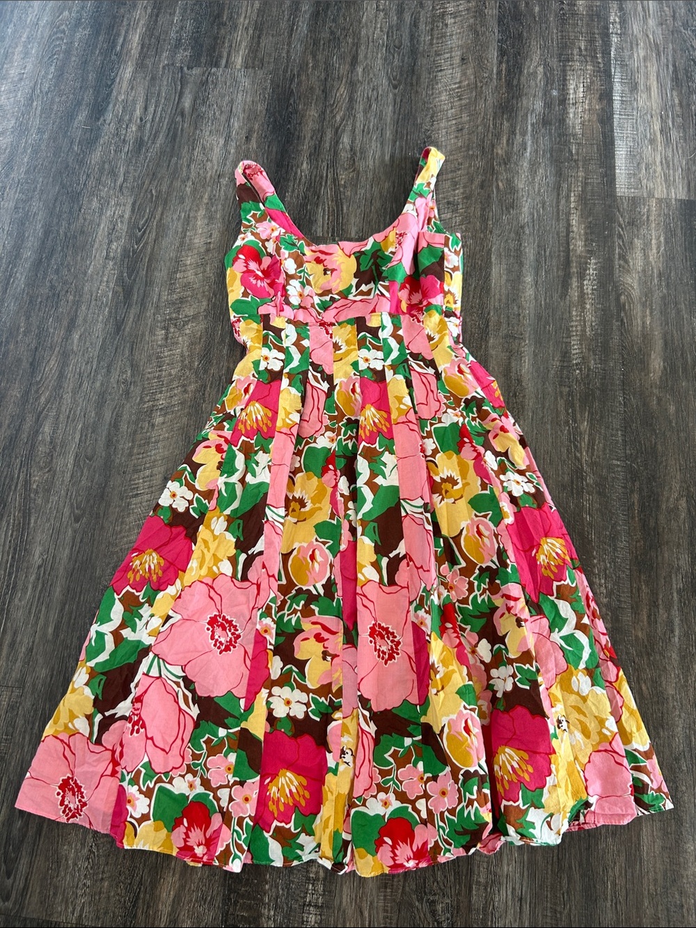 Talbots Bright Floral Cotton Sundress in Pink, Green & Yellow